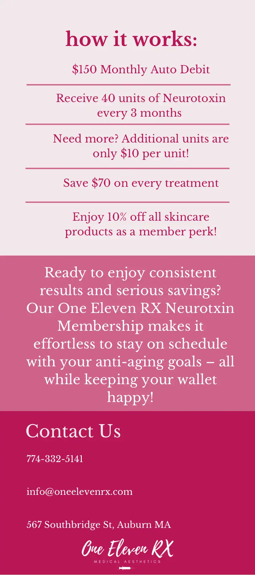 Neurotxin Treatment Memberships - One Eleven Rx