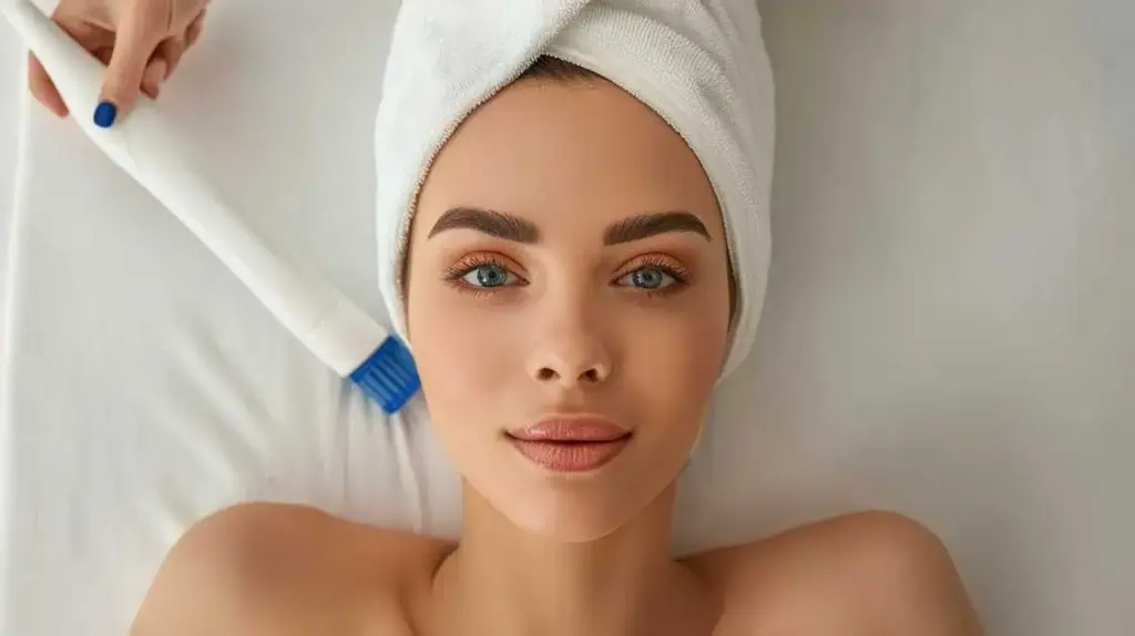 Woman relaxing with a spa towel after treatment, Auburn.