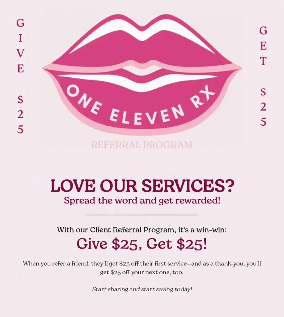 Review request card at One Eleven RX in Auburn, MA.