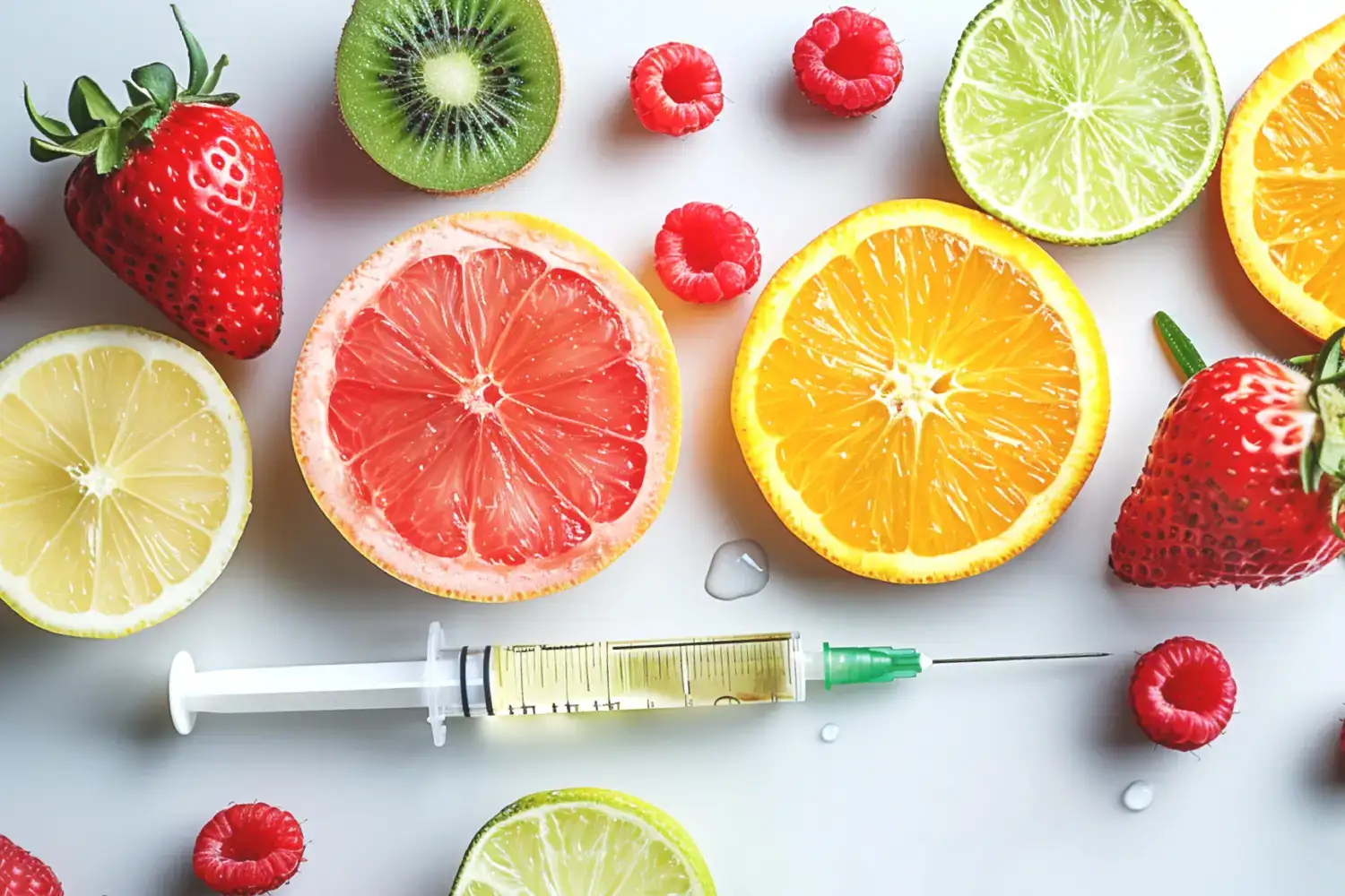 Fresh fruits and vitamin therapy ingredients at wellness spa in Auburn, MA