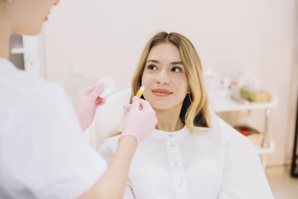 Client discussing treatment timing and skincare goals during a medical spa consultation