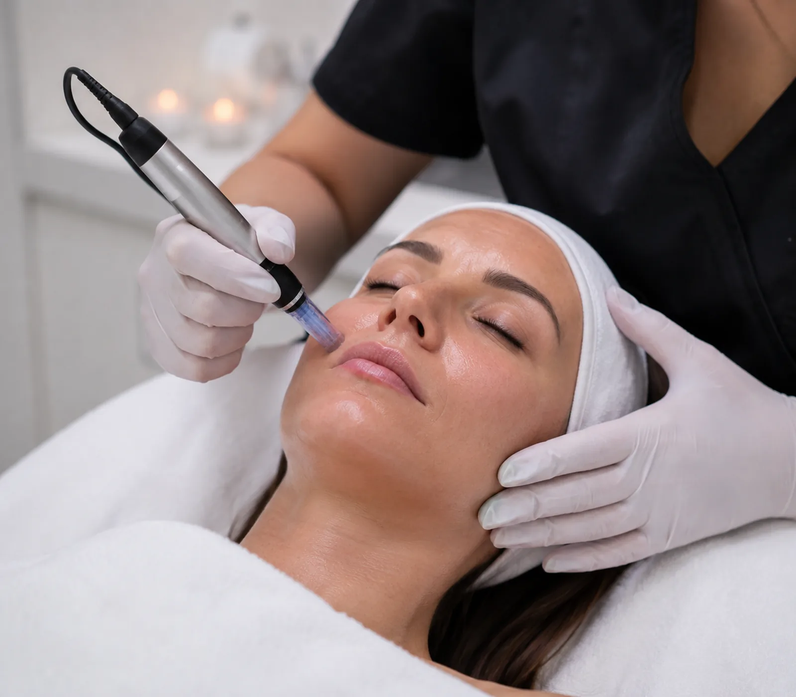 Medical Spa in Northampton - MA specialist arranging skincare tools before a client consultation