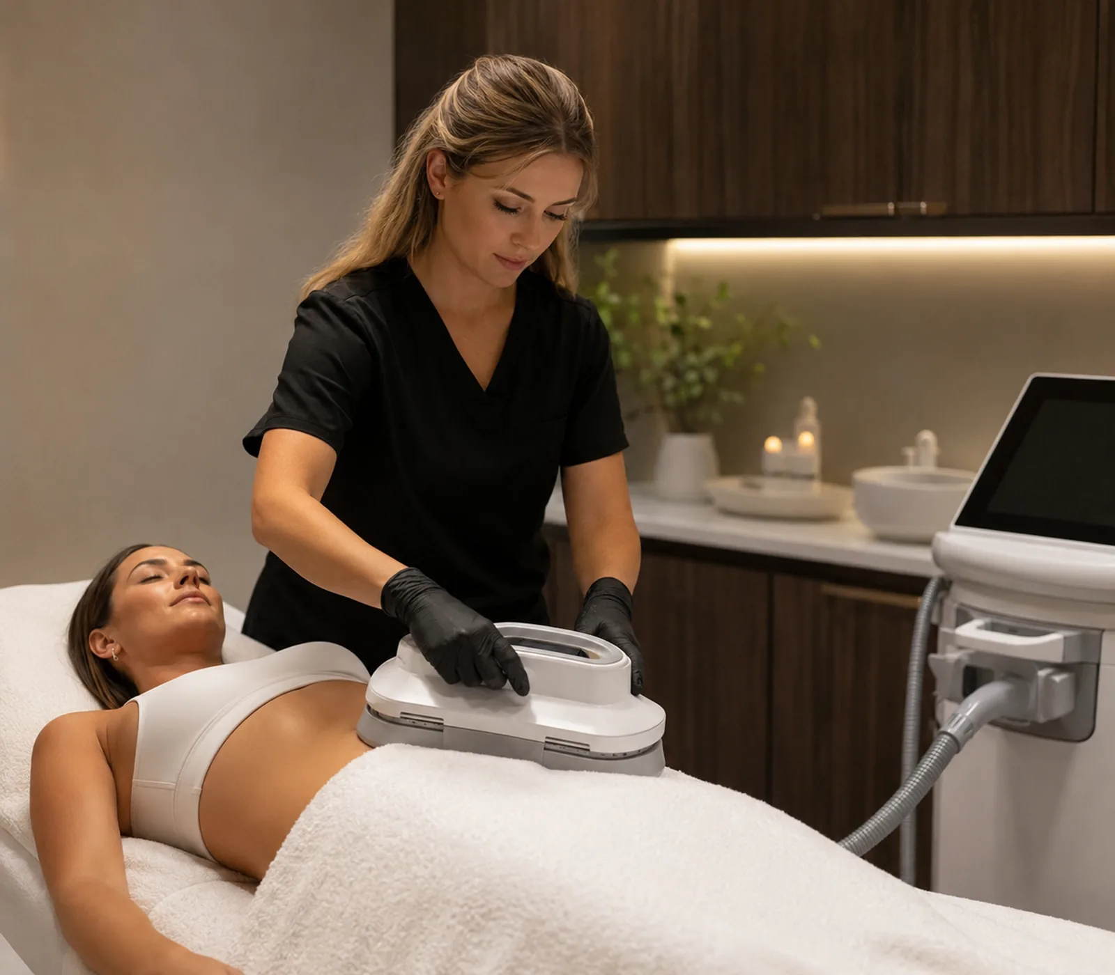 Medical Spa in Amherst - MA provider preparing a treatment room for a skincare appointment