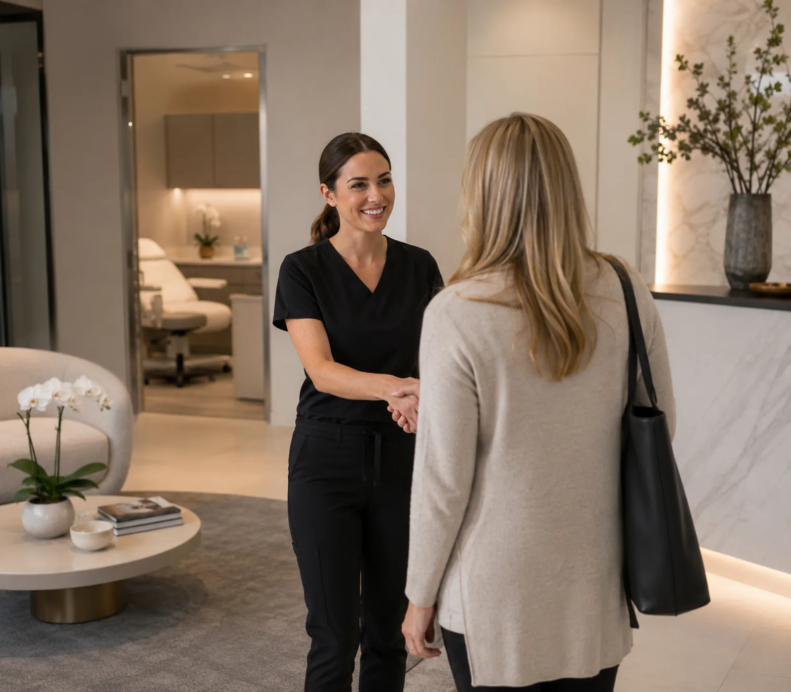 Medical Spa in Easthampton - MA specialist arranging skincare tools before a client consultation